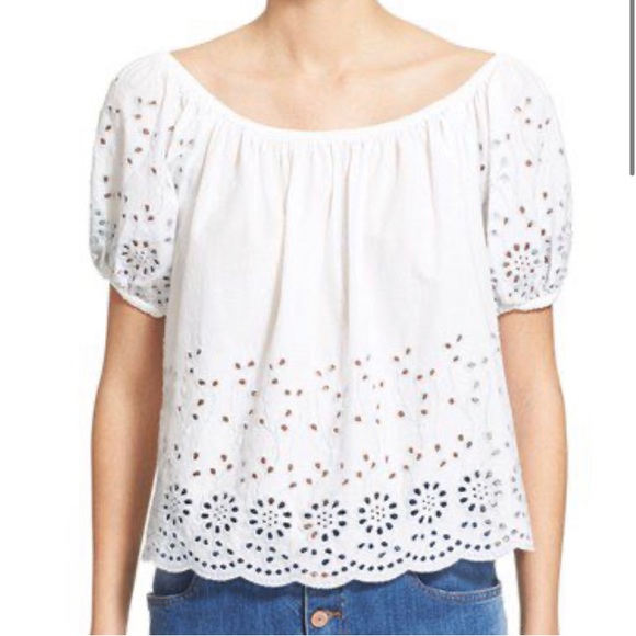 See by Chloe Off The Shoulder Broderie Anglais Blouse Size 6 - Picture 2 of 9